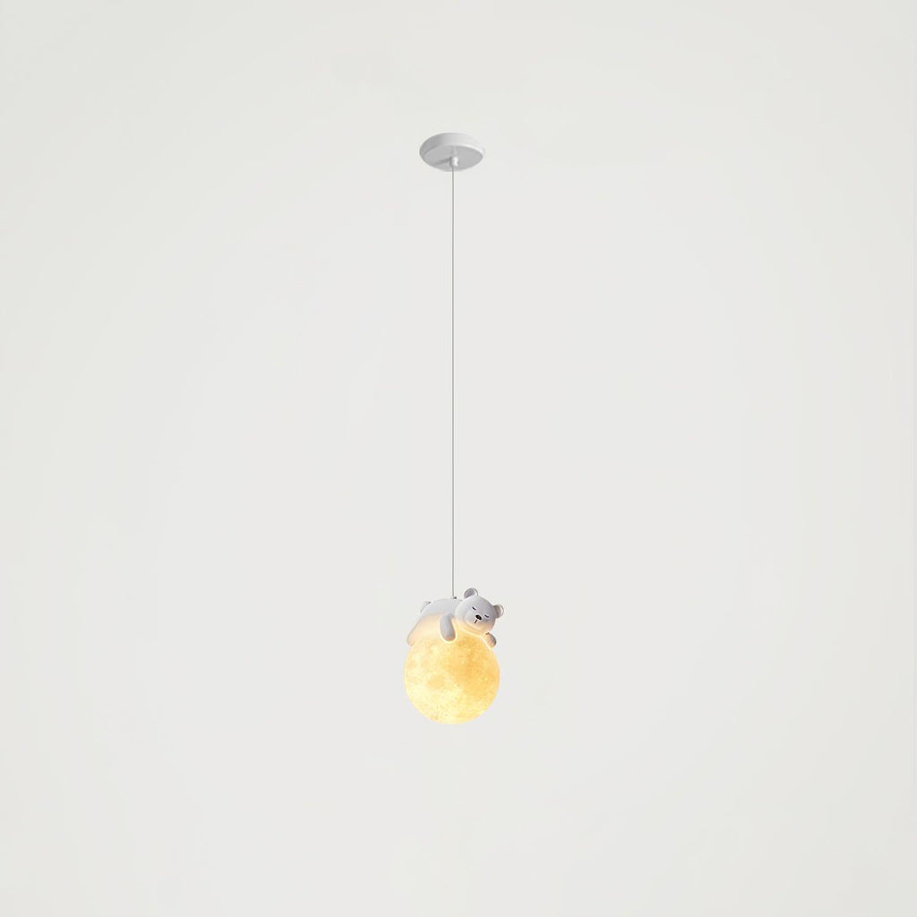 Animal Sleeping Pendant Lamp Little Bear Size: ∅ 5.9″ x H 59″ / Dia 15cm x H 150cm / White Pendant light
