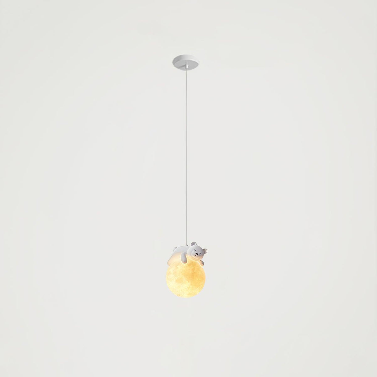 Animal Sleeping Pendant Lamp Little Bear Size: ∅ 5.9″ x H 59″ / Dia 15cm x H 150cm / White Pendant light