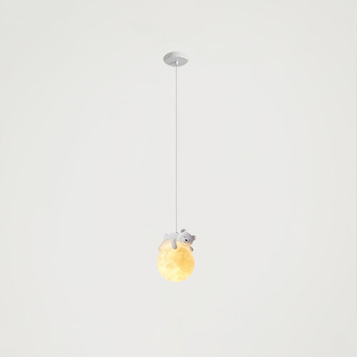 Animal Sleeping Pendant Lamp Little Bear Size: ∅ 5.9″ x H 59″ / Dia 15cm x H 150cm / White Pendant light