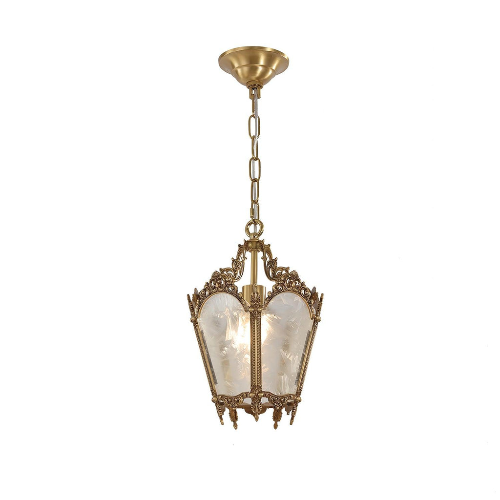 Antique Empire Pendant Lamp ∅ 9.1″ x H 11.8″ / Dia 23cm x H 30cm / Frosted white & Brass Chandelier