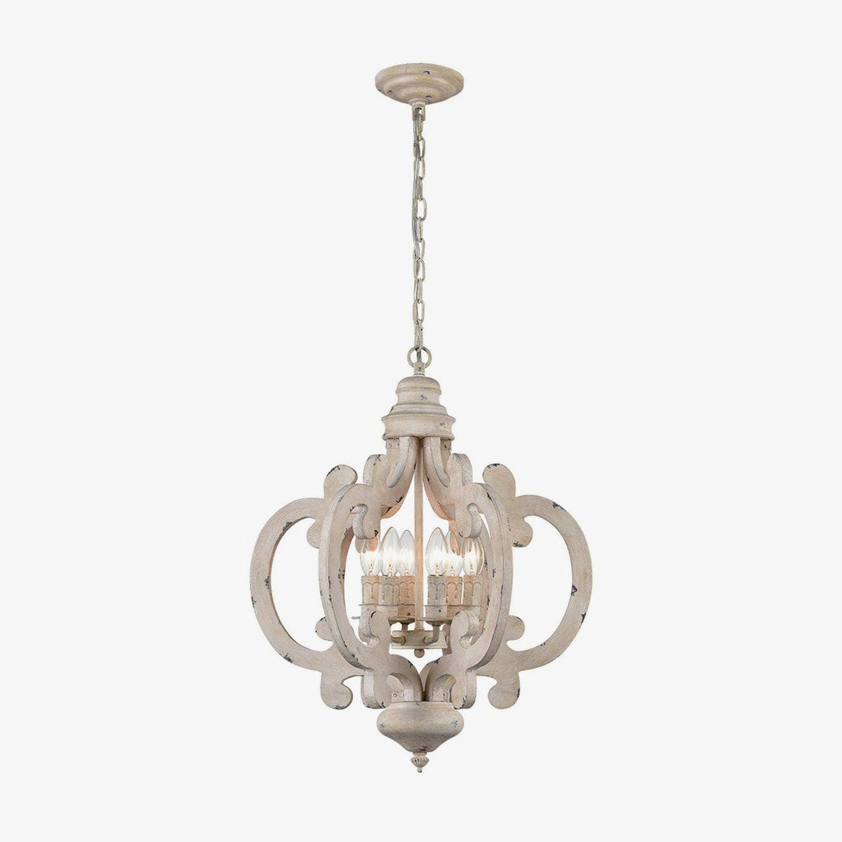 Antique White Style Chandelier Φ 19.7″ x H 24.8″ / Dia 50cm x H 63cm / Antique White Chandelier