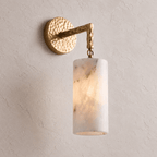 Anvil Hammered Alabaster Wall Sconce