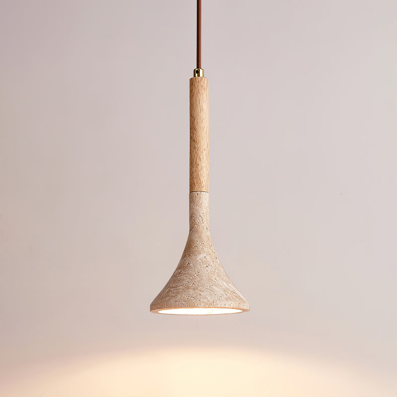 Aplomb Travertine Pendant Lamp ? 5.1″ x H 11.8″ / Wood color & Yellow Travertine Pendant light