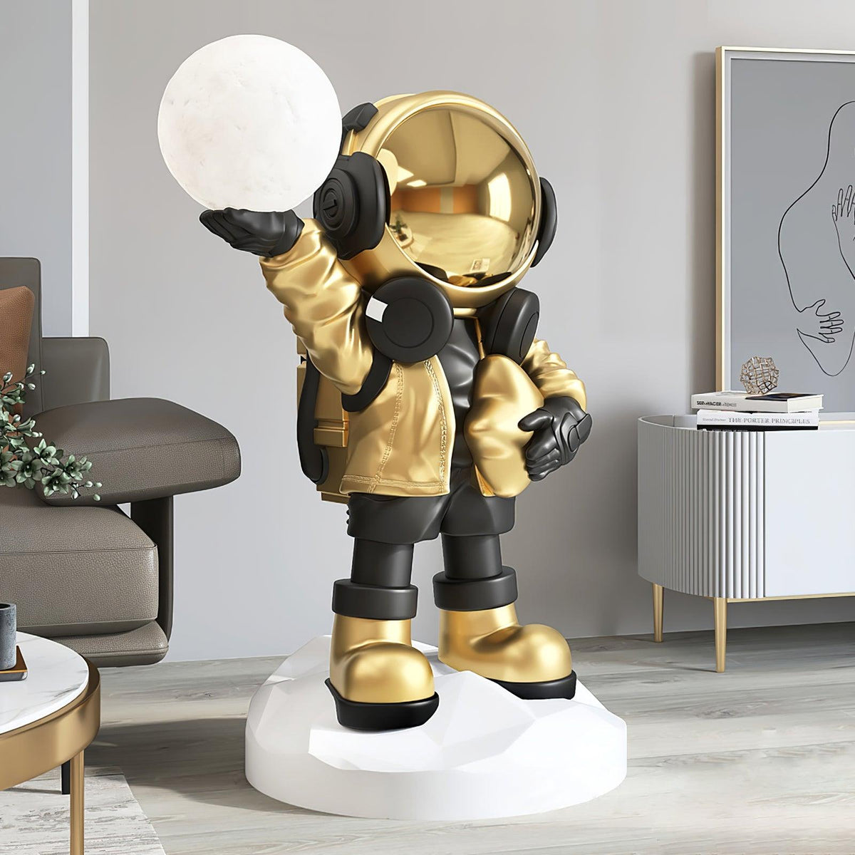 Apollo Astronaut Built-in Battery Floor Lamp ∅ 19.6″ x H 29.5″/ Dia 50cm x H 75cm / Gold Floor lamp
