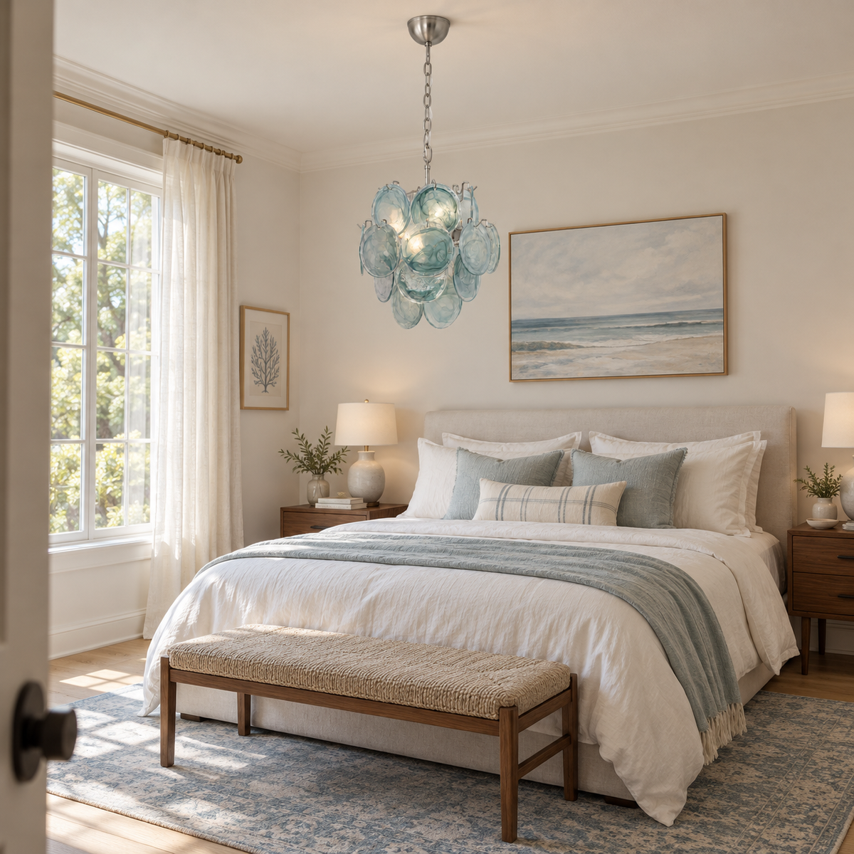 Aqua Blue Glass Chandelier