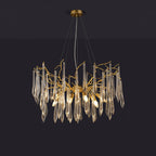 Aqua Funnel Chandelier 8 heads Φ 23.6″ x H 17.7″ / Dia 60cm x H 45cm / Gold + Clear Chandelier