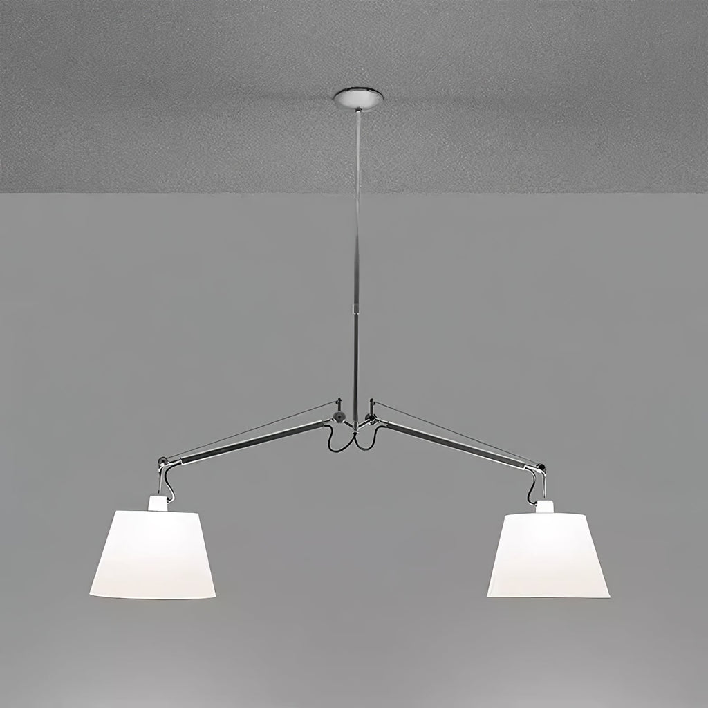 Arcadia Shade Pendant Lamp ∅ 47.2″ x H 35.4-51.2″ / Chrome & White Pendant light