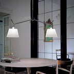 Arcadia Shade Pendant Lamp ∅ 47.2″ x H 35.4-51.2″ / Chrome & White Pendant light
