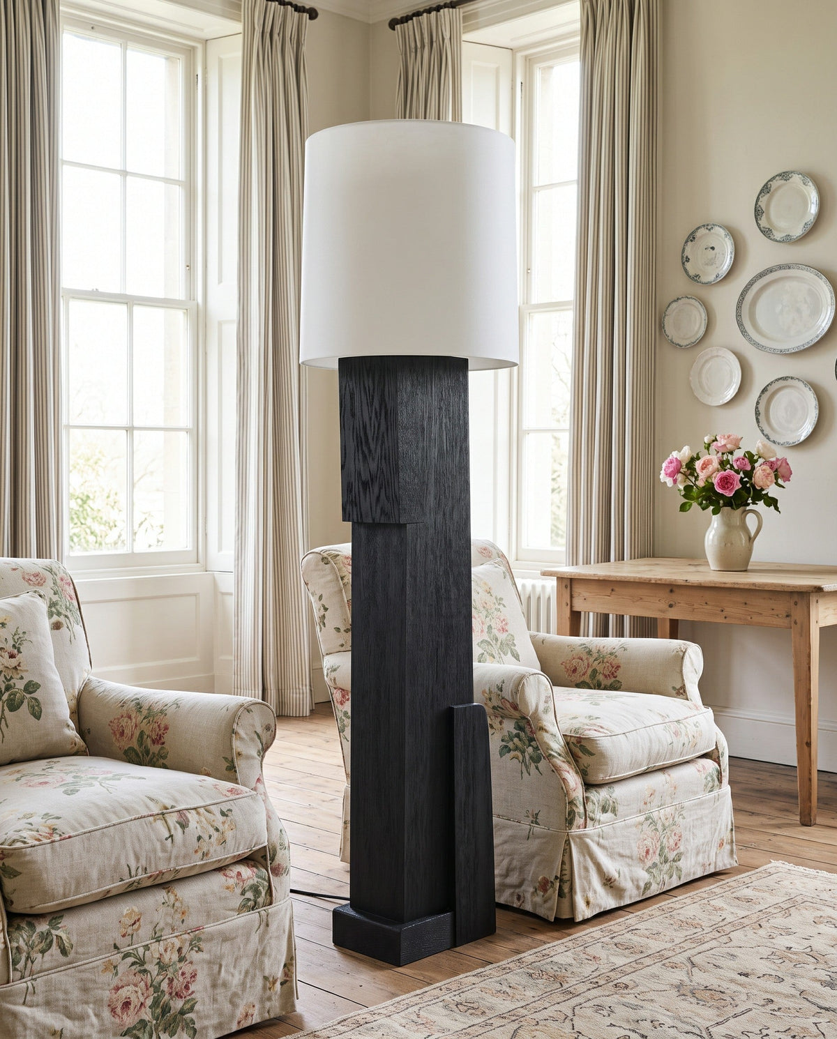 Architectural Block Wood Floor Lamp