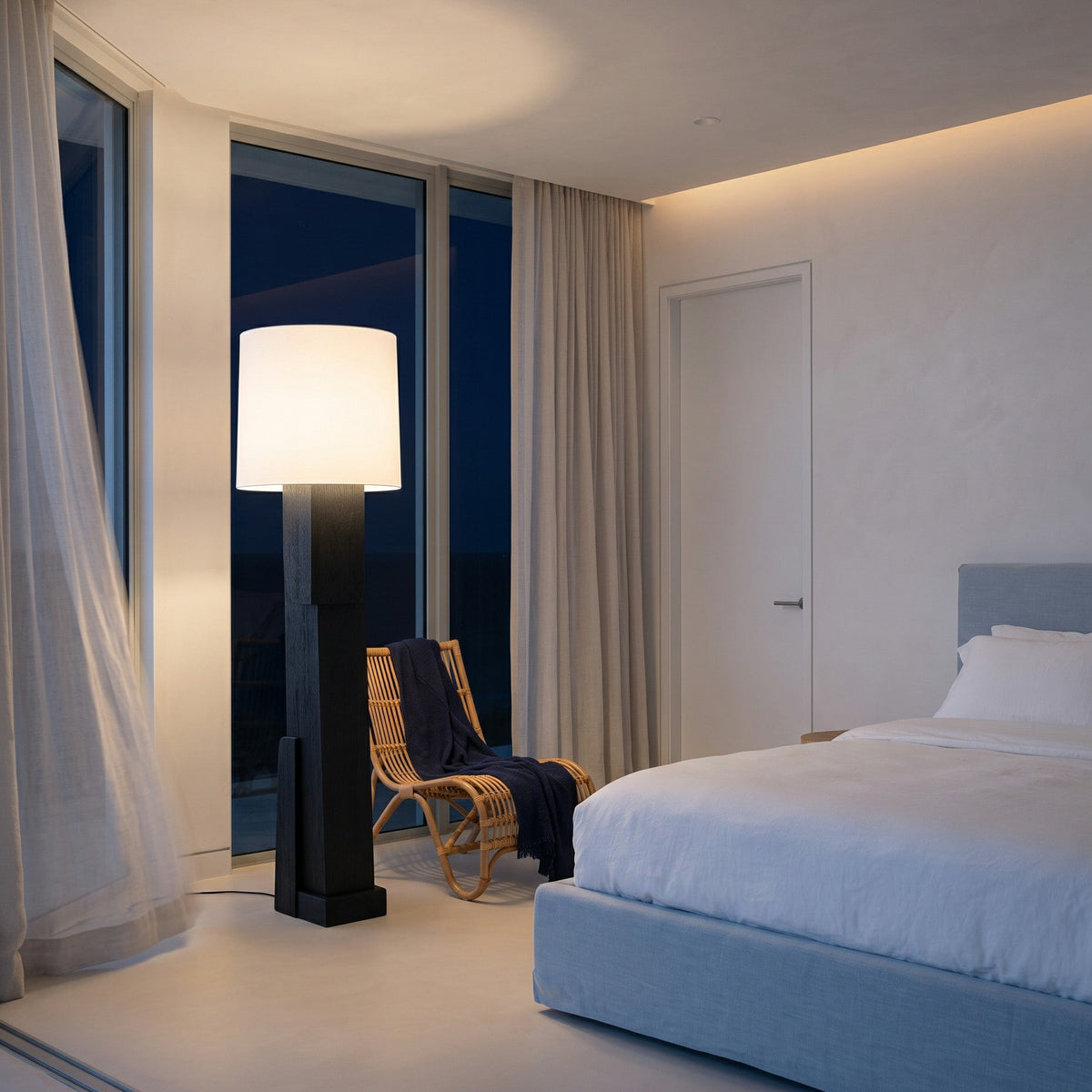 Architectural Block Wood Floor Lamp