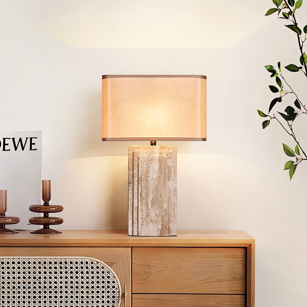 Arc Travertine Table Lamp
