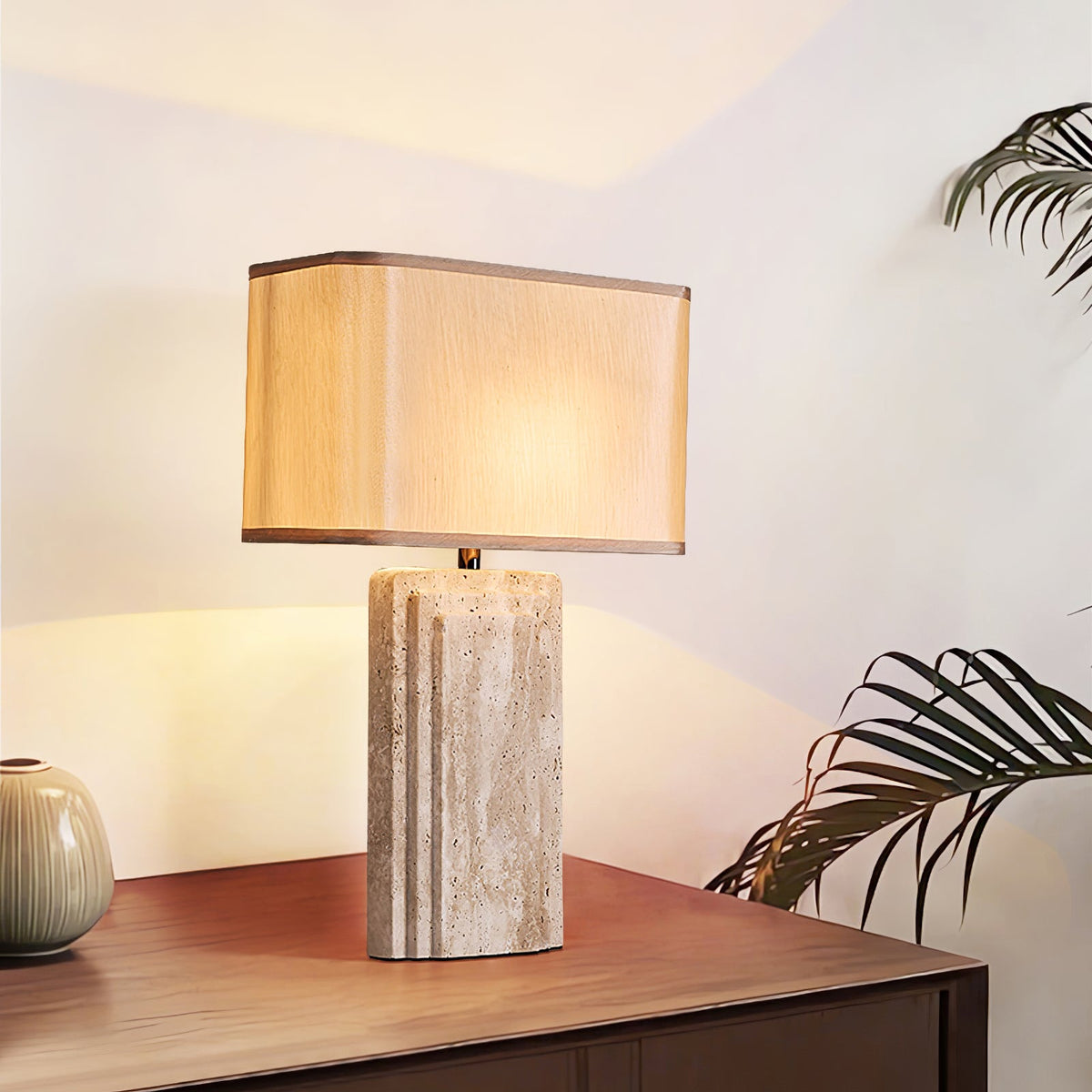 Arc Travertine Table Lamp