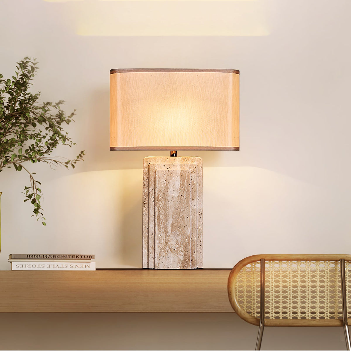 Arc Travertine Table Lamp