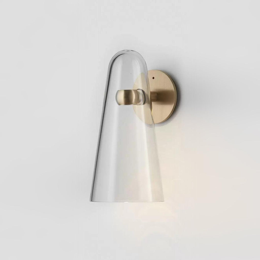 Conical Glass Wall Lamp ∅ 5.1″ x H 10″ / Dia 13cm x H 25.5cm / Gold & Clear / Warm Light 1001 Wall lamp