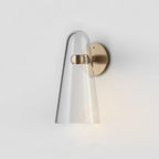 Conical Glass Wall Lamp ∅ 5.1″ x H 10″ / Dia 13cm x H 25.5cm / Gold & Clear / Warm Light 1001 Wall lamp