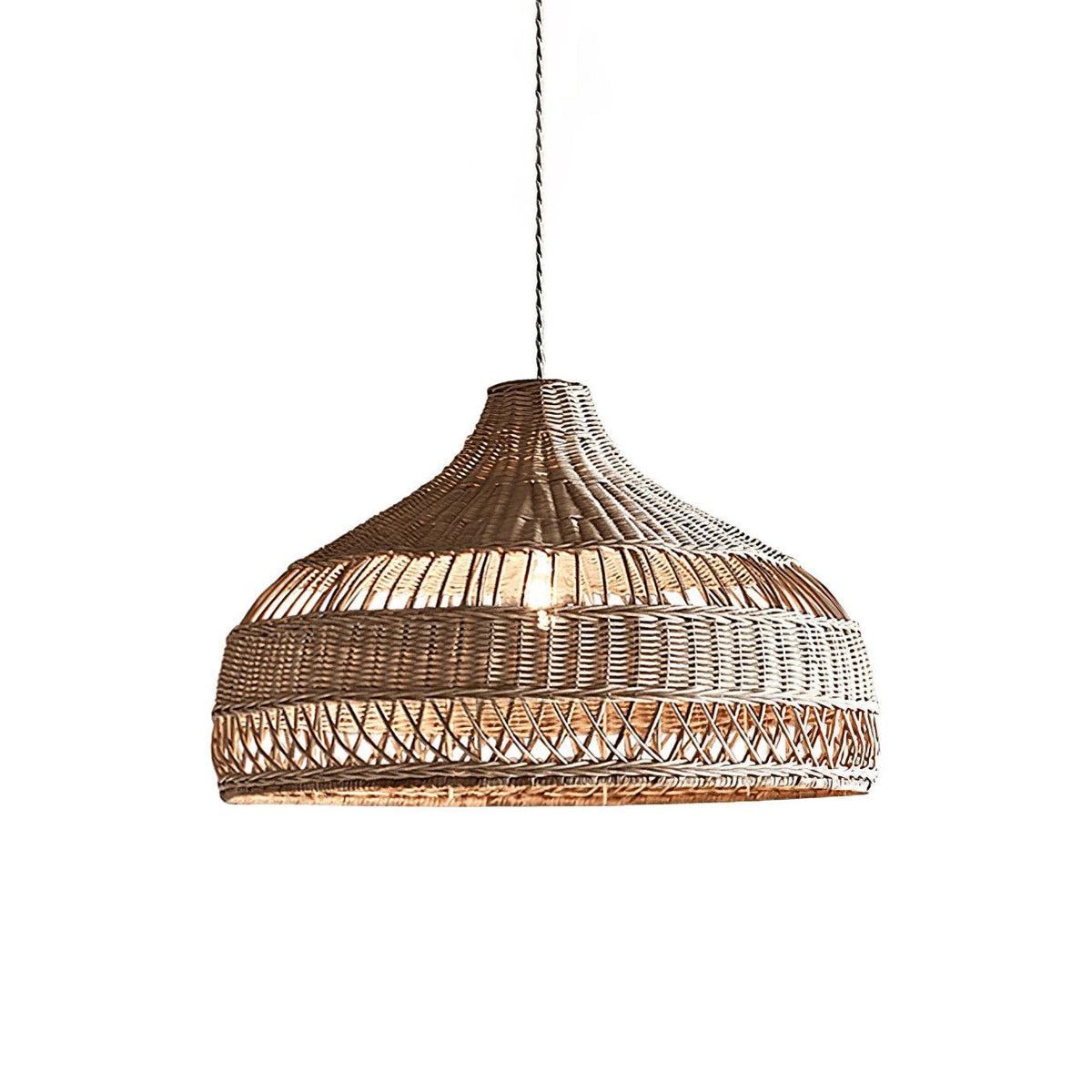 Artisanal Rattan Dome Pendant Lamp ∅ 19.7″ x H 12.6″ / Dia 50cm x H 32cm / Natural rattan Pendant light