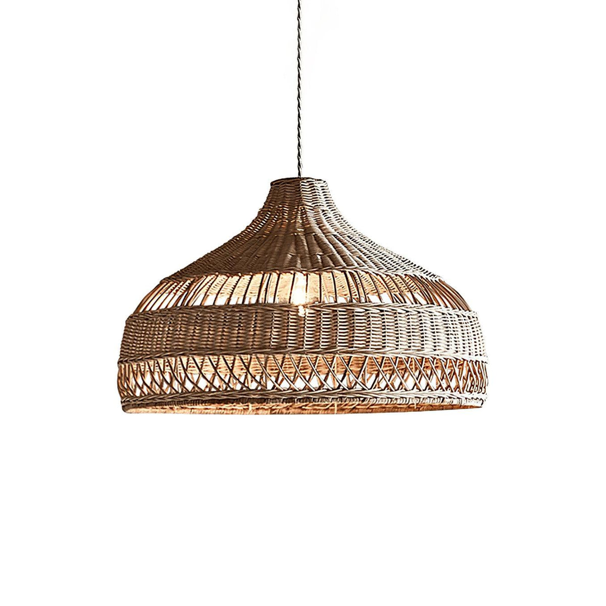 Artisanal Rattan Dome Pendant Lamp ∅ 15.7″ x H 10.6″ / Dia 40cm x H 27cm / Natural rattan Pendant light