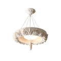 Artistic Carved Plaster Chandelier ∅ 23.6″ x H 7.9″ / Dia 60cm x H 20cm / White / Three-Color Changing Light Chandelier