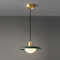 Arundel Mushroom Pendant Light ∅ 9.8″ x H 5.1″ / Dia 25cm x H 13cm / Brass & Green Pendant light