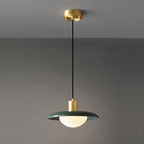 Arundel Mushroom Pendant Light ∅ 9.8″ x H 5.1″ / Dia 25cm x H 13cm / Brass & Green Pendant light