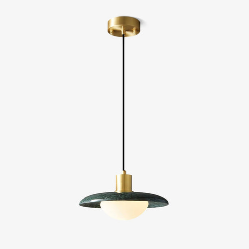 Arundel Mushroom Pendant Light ∅ 9.8″ x H 5.1″ / Dia 25cm x H 13cm / Brass & Green Pendant light