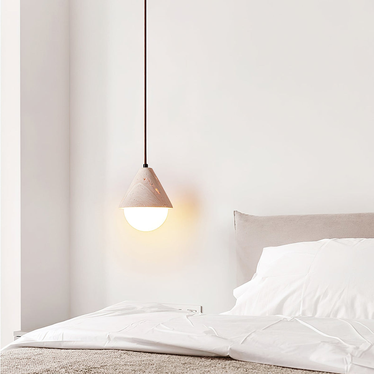 Aslo Pendant Lamp ∅ 6.3″ x H 7.9″ / Yellow Travertine & White pendant Lamp