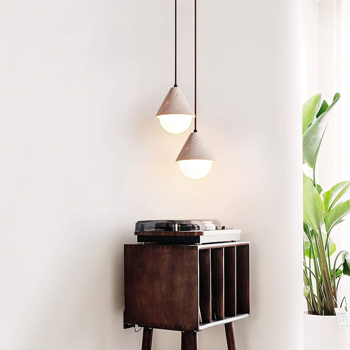 Aslo Pendant Lamp ∅ 6.3″ x H 7.9″ / Yellow Travertine & White pendant Lamp