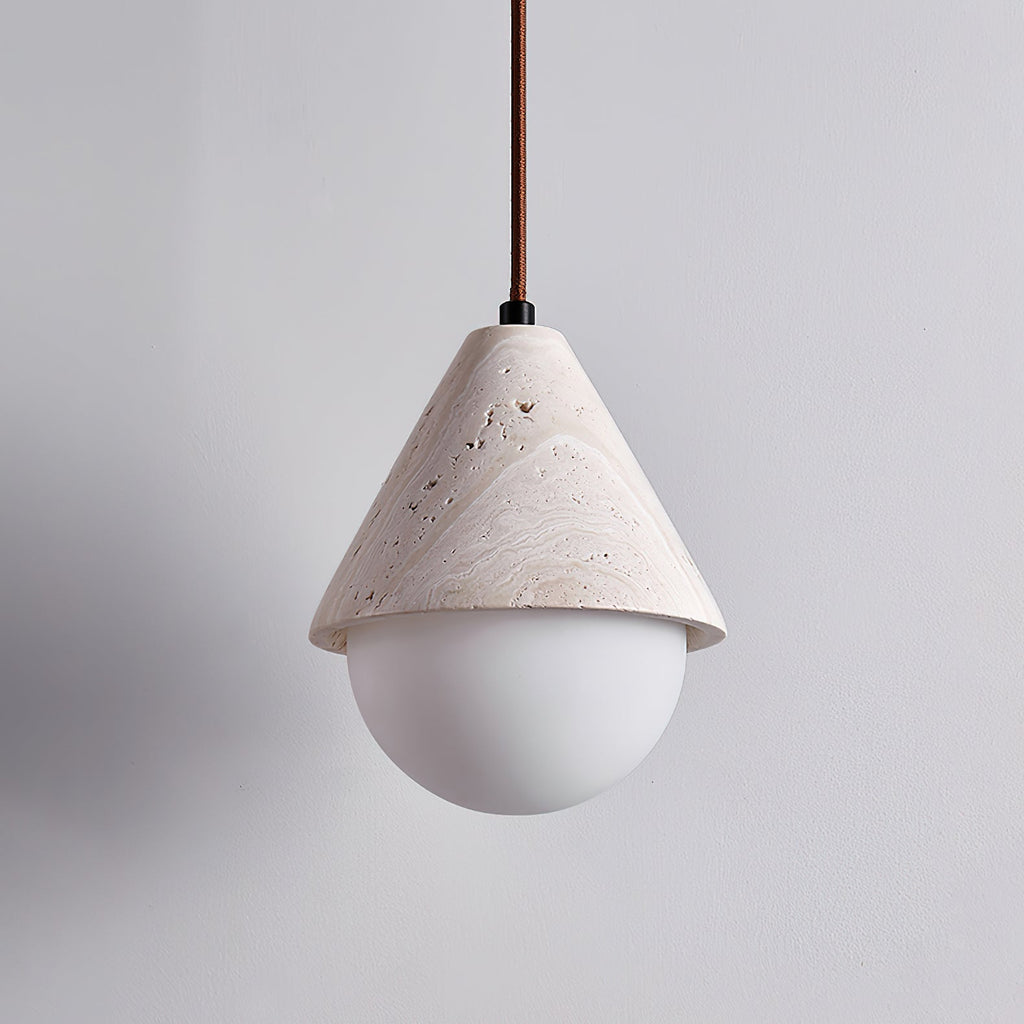 Aslo Pendant Lamp ∅ 6.3″ x H 7.9″ / Yellow Travertine & White pendant Lamp