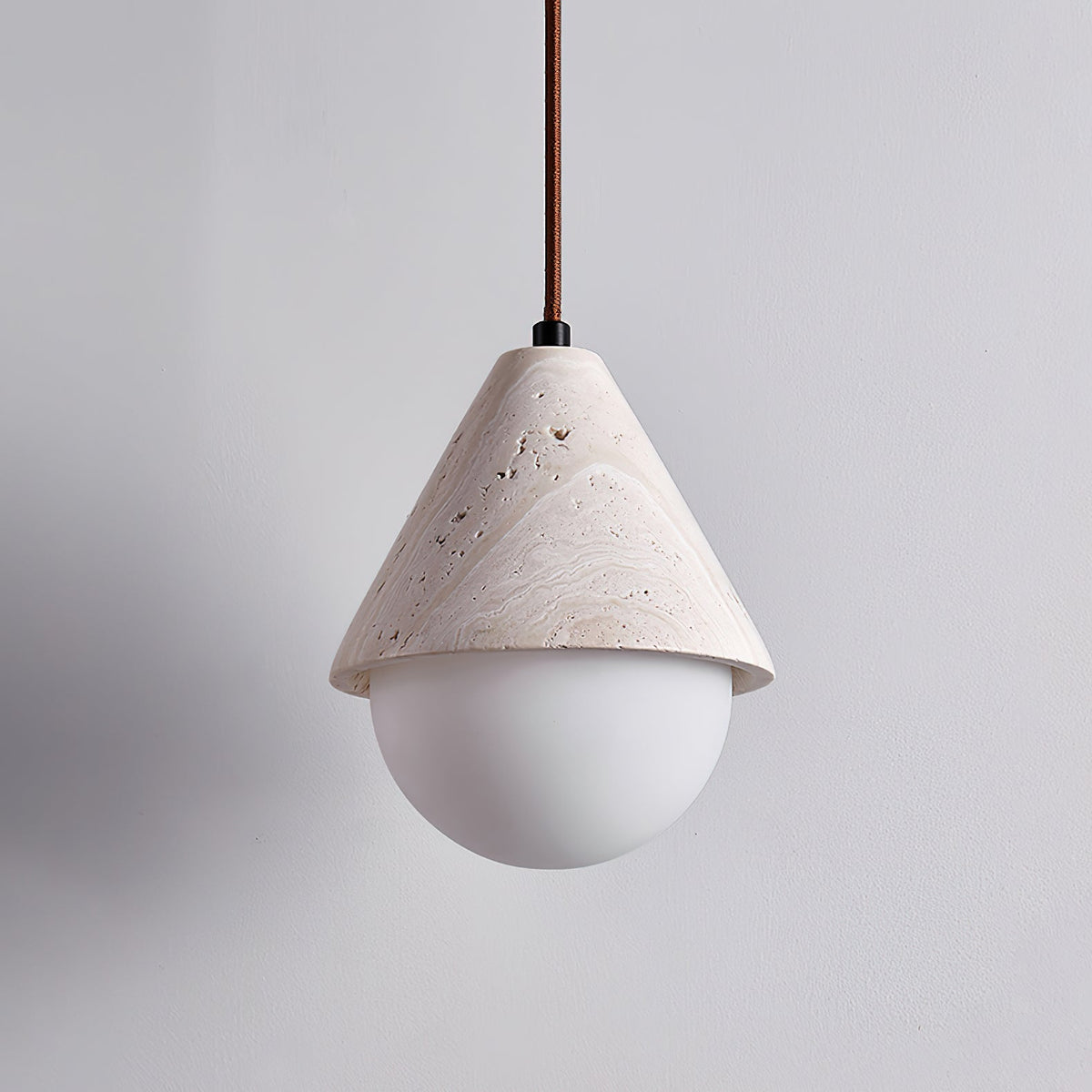 Aslo Pendant Lamp ∅ 6.3″ x H 7.9″ / Yellow Travertine & White pendant Lamp