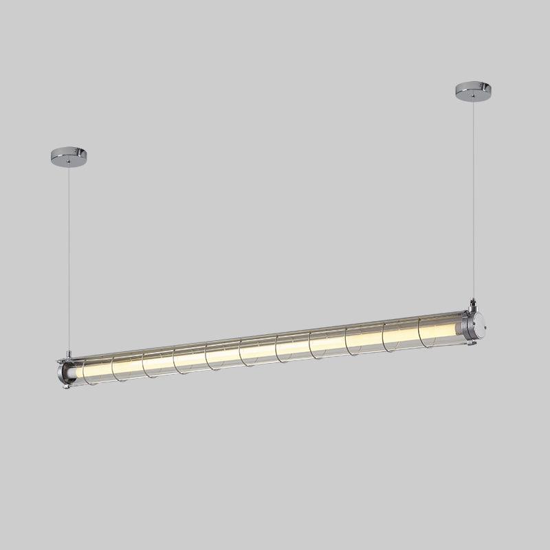 Artisan Glass Linearity Chandelier L 48.8″ x W 4.3″ x H 5.5″ / L 124cm x W 11cm x H 14cm / Silver / Warm Light