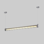 Artisan Glass Linearity Chandelier L 48.8″ x W 4.3″ x H 5.5″ / L 124cm x W 11cm x H 14cm / Silver / Warm Light