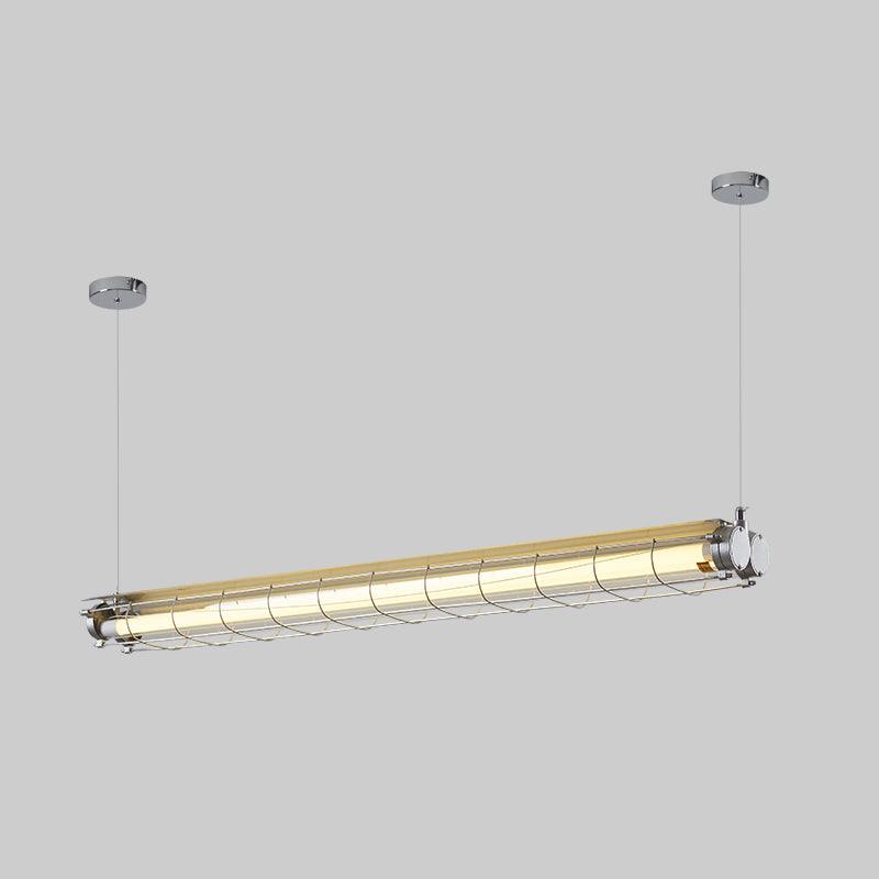 Artisan Glass Linearity Chandelier L 48.8″ x W 7.9″ x H 5.5″ / L 124cm x W 20cm x H 14cm / Silver / Warm Light