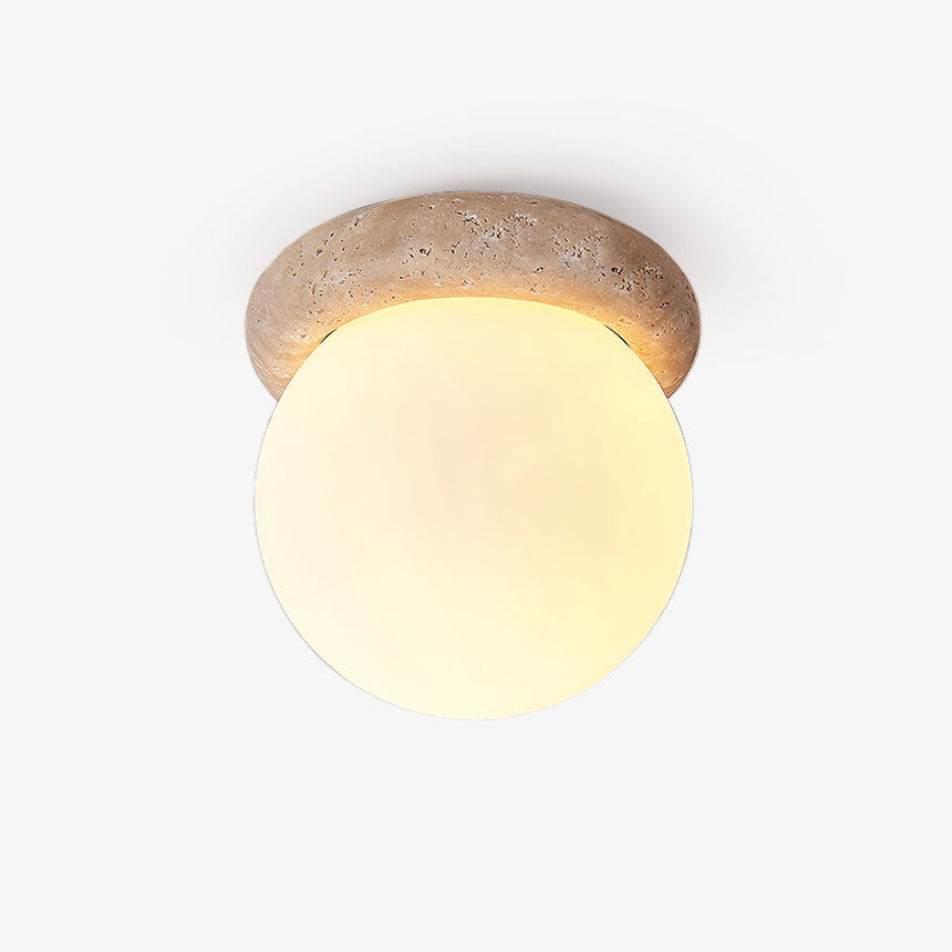 Asteroid Ceiling Lamp ∅ 6.3″ x H 6.3″ / Yellow Travertine & White Ceiling lamp