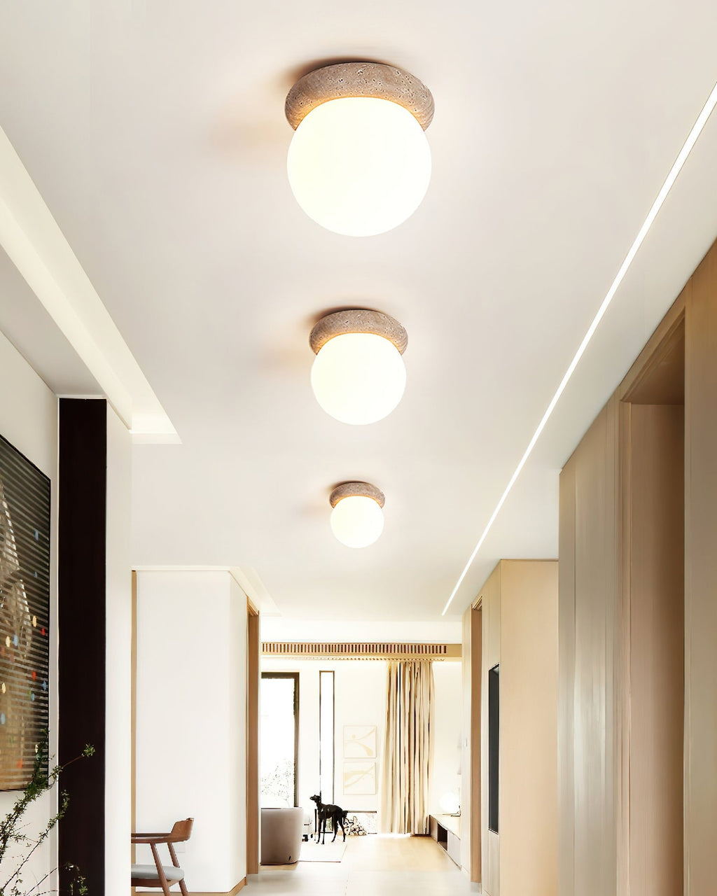 Asteroid Ceiling Lamp ∅ 6.3″ x H 6.3″ / Yellow Travertine & White Ceiling lamp