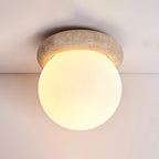 Asteroid Ceiling Lamp ∅ 6.3″ x H 6.3″ / Yellow Travertine & White Ceiling lamp