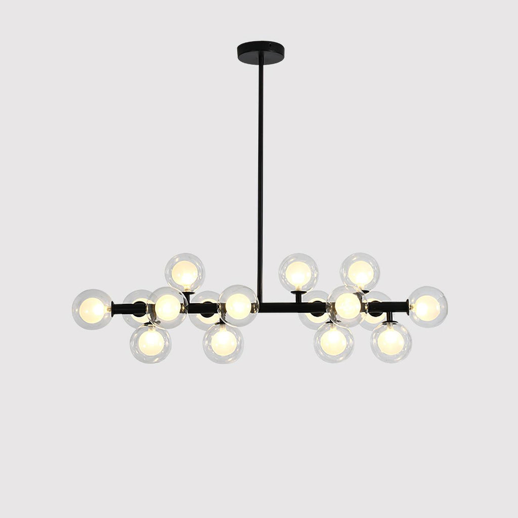 Aurelia Chandelier 16 Heads L 39.4″ x H 19.7″ / L 100cm x H 50cm (G4 bulbs*16) / Black & Transparent Chandelier