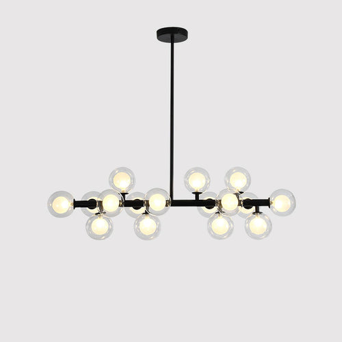 Aurelia Chandelier 16 Heads L 39.4″ x H 19.7″ / L 100cm x H 50cm (G4 bulbs*16) / Black & Transparent Chandelier