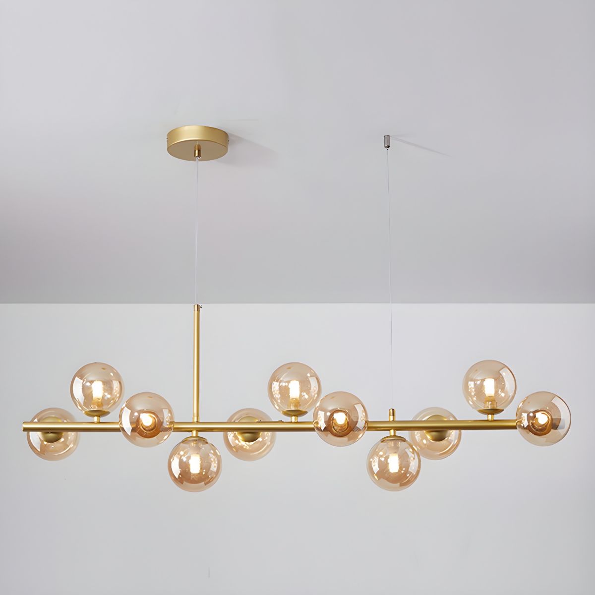 Aurelia Globe Chandelier 11-balls: ? 39.4″ x H 9.4″ / Gold / Amber 1001 Chandelier