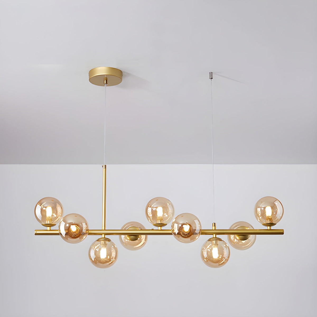 Aurelia Globe Chandelier 9-balls: ? 32.7″ x H 9.4″ / Gold / Amber 1001 Chandelier