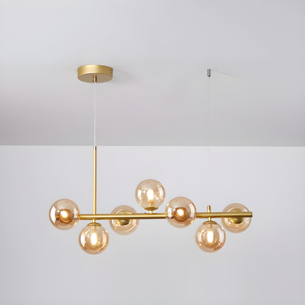 Aurelia Globe Chandelier 7-balls: ? 25.6″ x H 9.4″ / Gold / Amber 1001 Chandelier