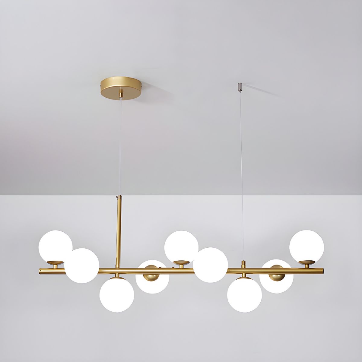 Aurelia Globe Chandelier 9-balls: ? 32.7″ x H 9.4″ / Gold / Milk White 1001 Chandelier