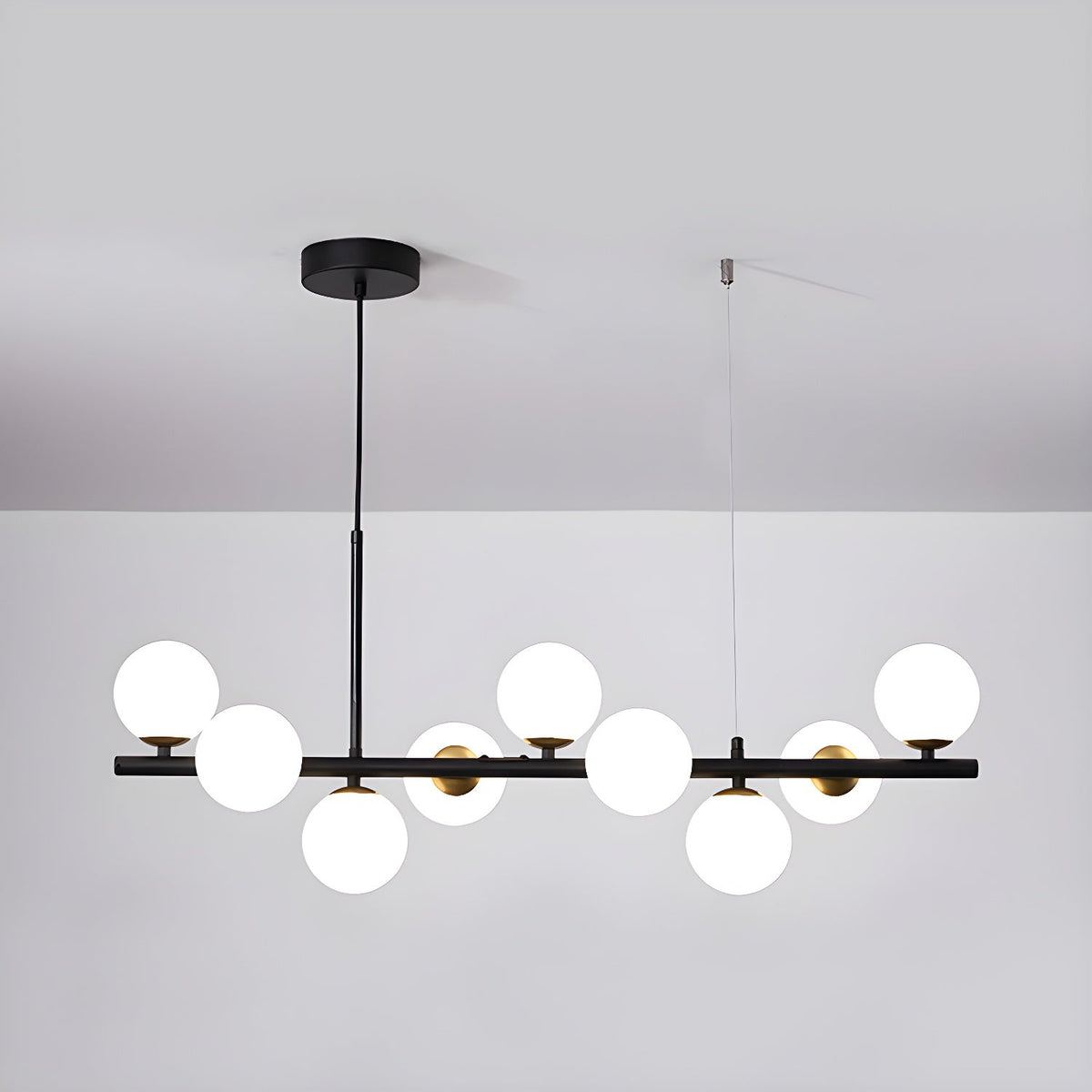 Aurelia Globe Chandelier 9-balls: ? 32.7″ x H 9.4″ / Black / Milk White 1001 Chandelier