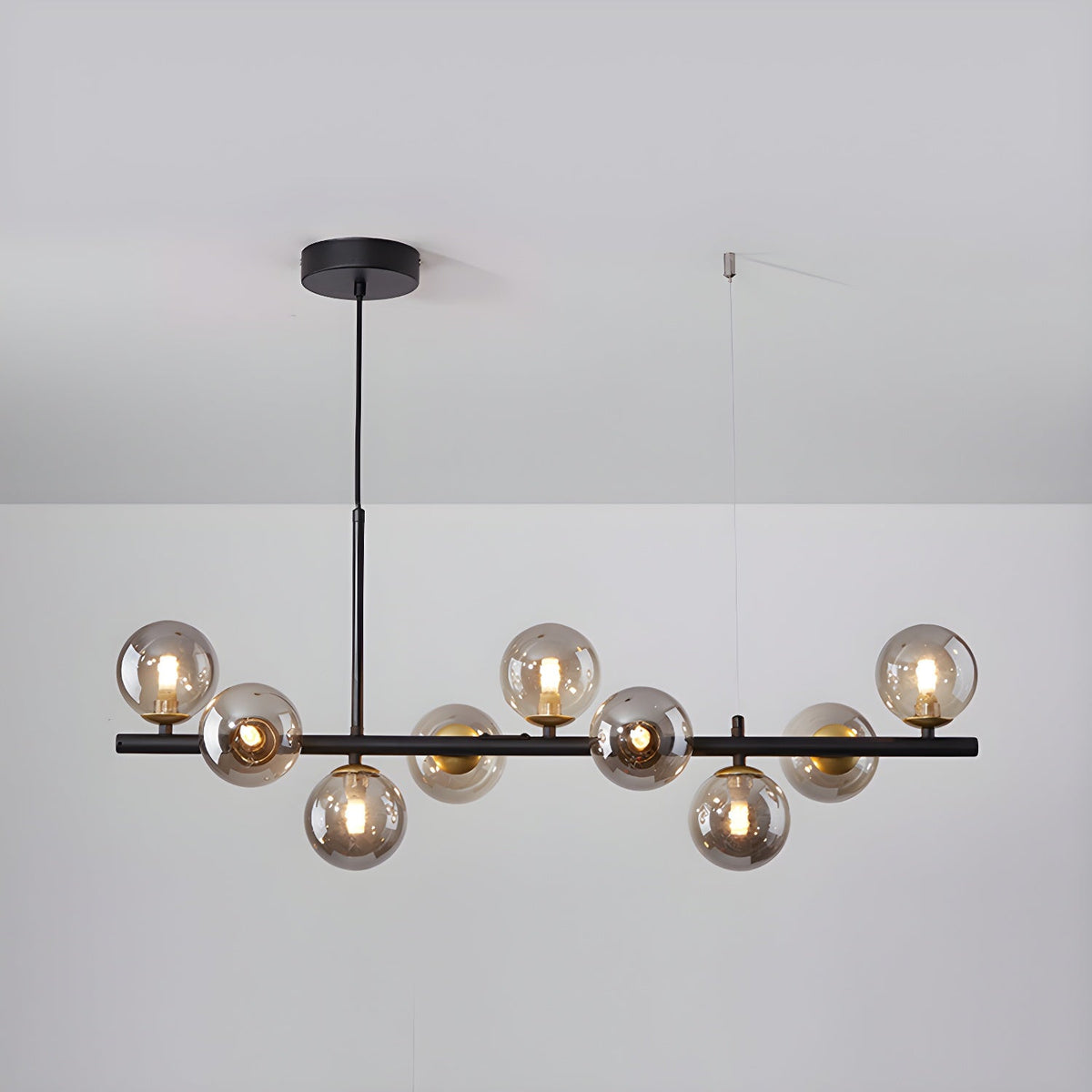 Aurelia Globe Chandelier 9-balls: ? 32.7″ x H 9.4″ / Black / Smoke Grey 1001 Chandelier