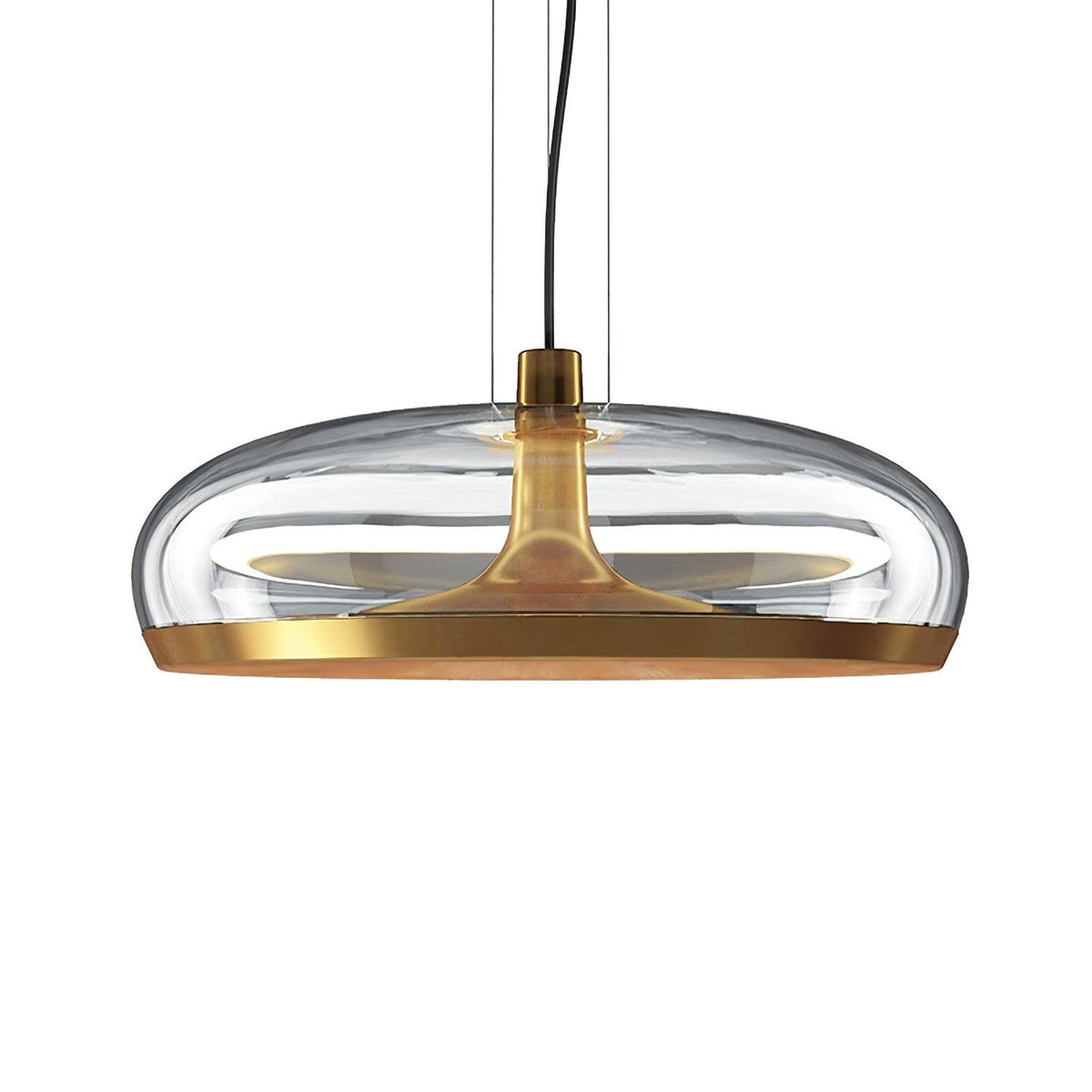 Aurelia LED Pendant Lamp ∅ 17.7″ x H 59’’ / Dia 45cm x H 150cm / Gold & Clear / Warm Light Pendant light