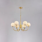 Aurelian Alabaster Globe Chandelier 6 Heads ∅ 27.6″ x H 21.7″ / Dia 70cm x H 55cm / Brass & White Chandelier