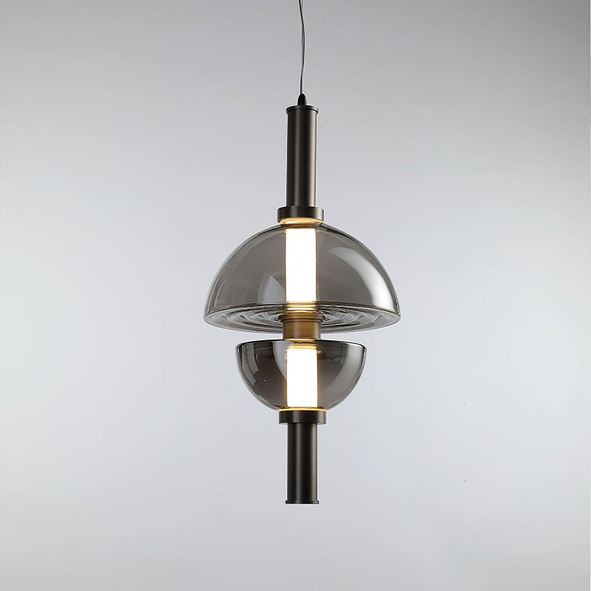 Aurora Luminosity Pendant Lamp ∅ 11.8″ x H 23.6″ / Dia 30cm x H 60cm / Smoke Grey & Black / Warm Light Pendant light