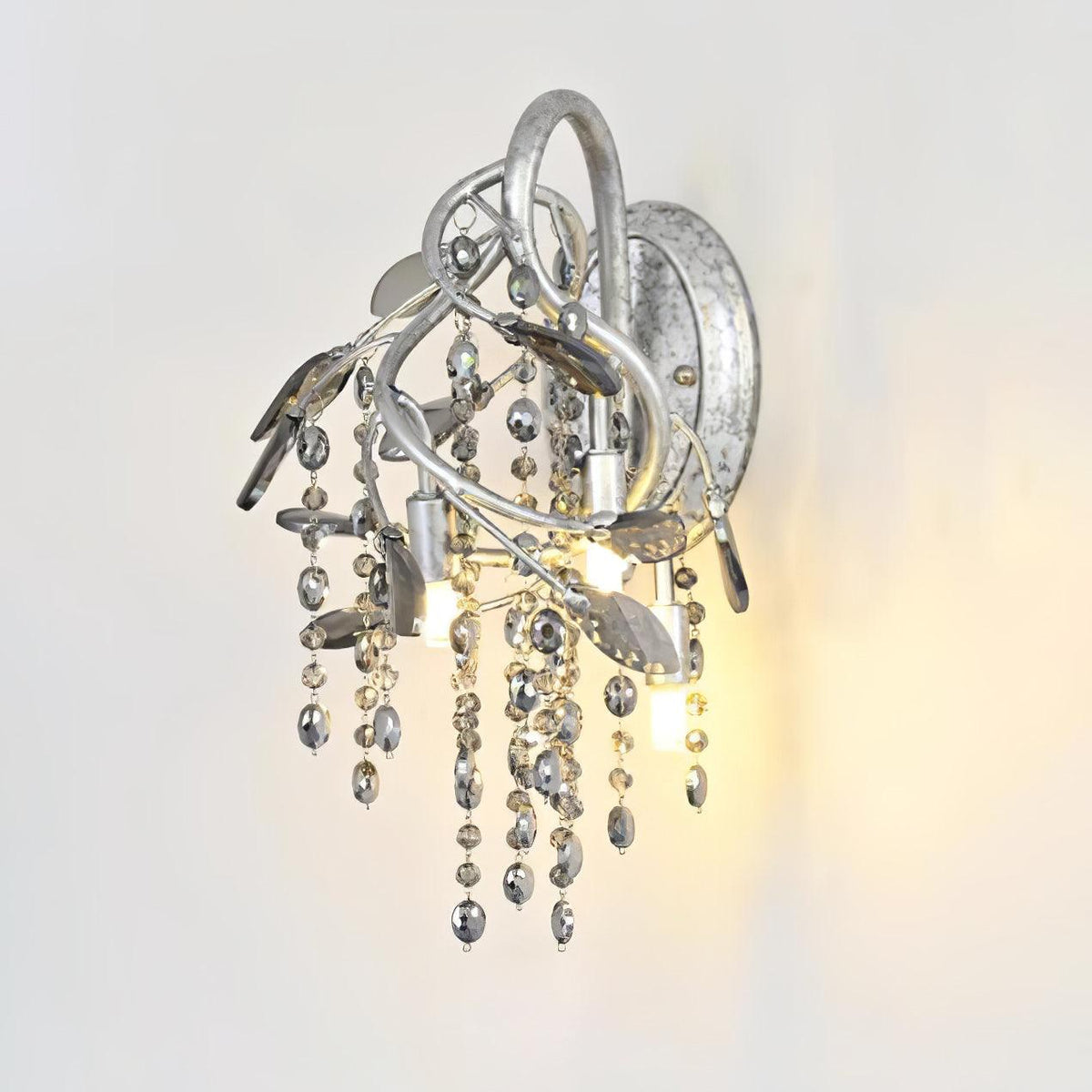 Autumn Twilight Wall Lamp ? 7.5″ x H 14.2″ / Dia 19cm x H 36cm / Antique Silver & Clear Wall lamp