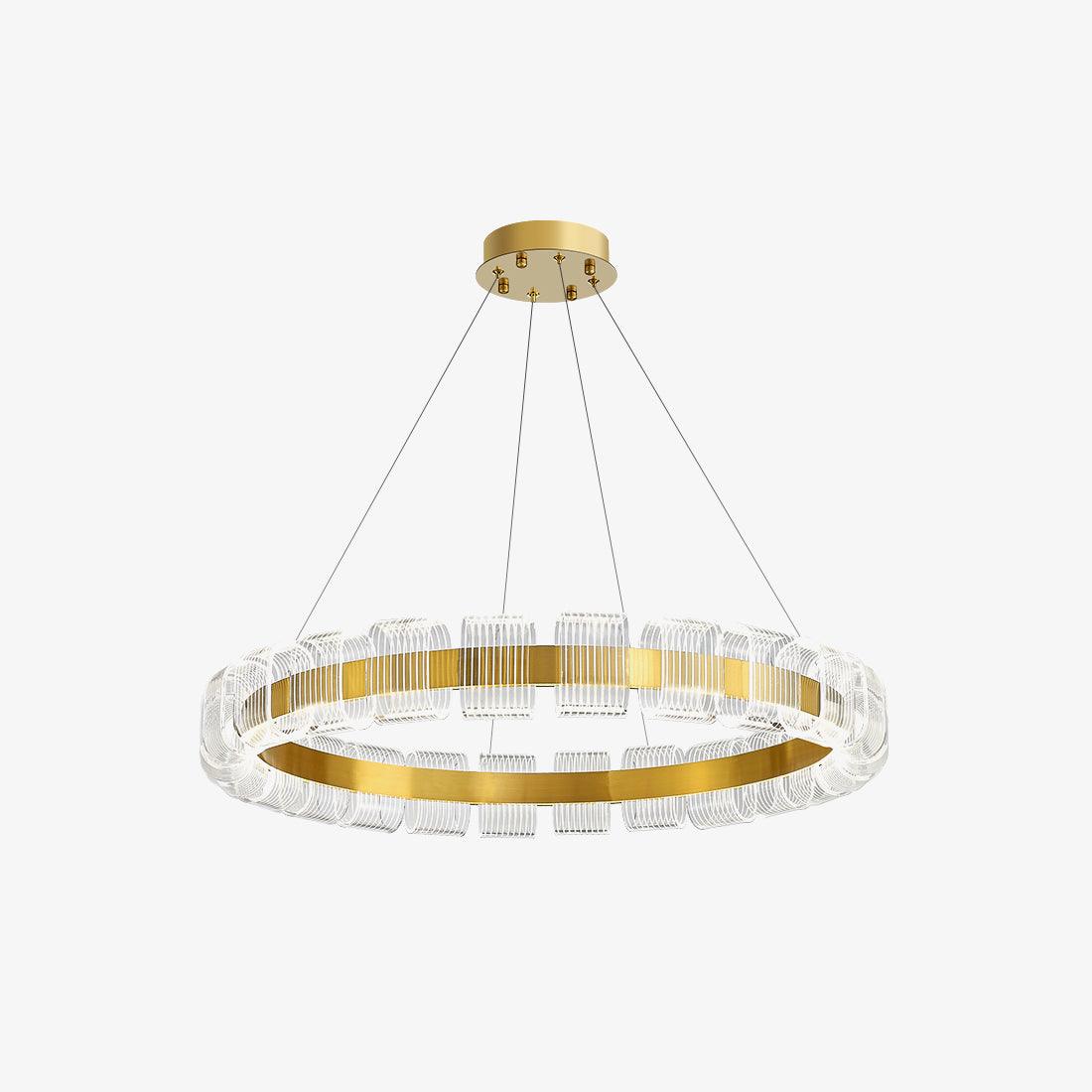 Bangle Chandelier ∅ 23.6″ x H 4.7″ / Dia 60cm x H 12cm / Gold + Clear / Warm Light Chandelier