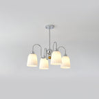 Bauhaus Pleated Chandelier 3 Lamps ∅ 19.7″ x H 15″ / Dia 64cm x H 53cm / Chrome & White Chandelier