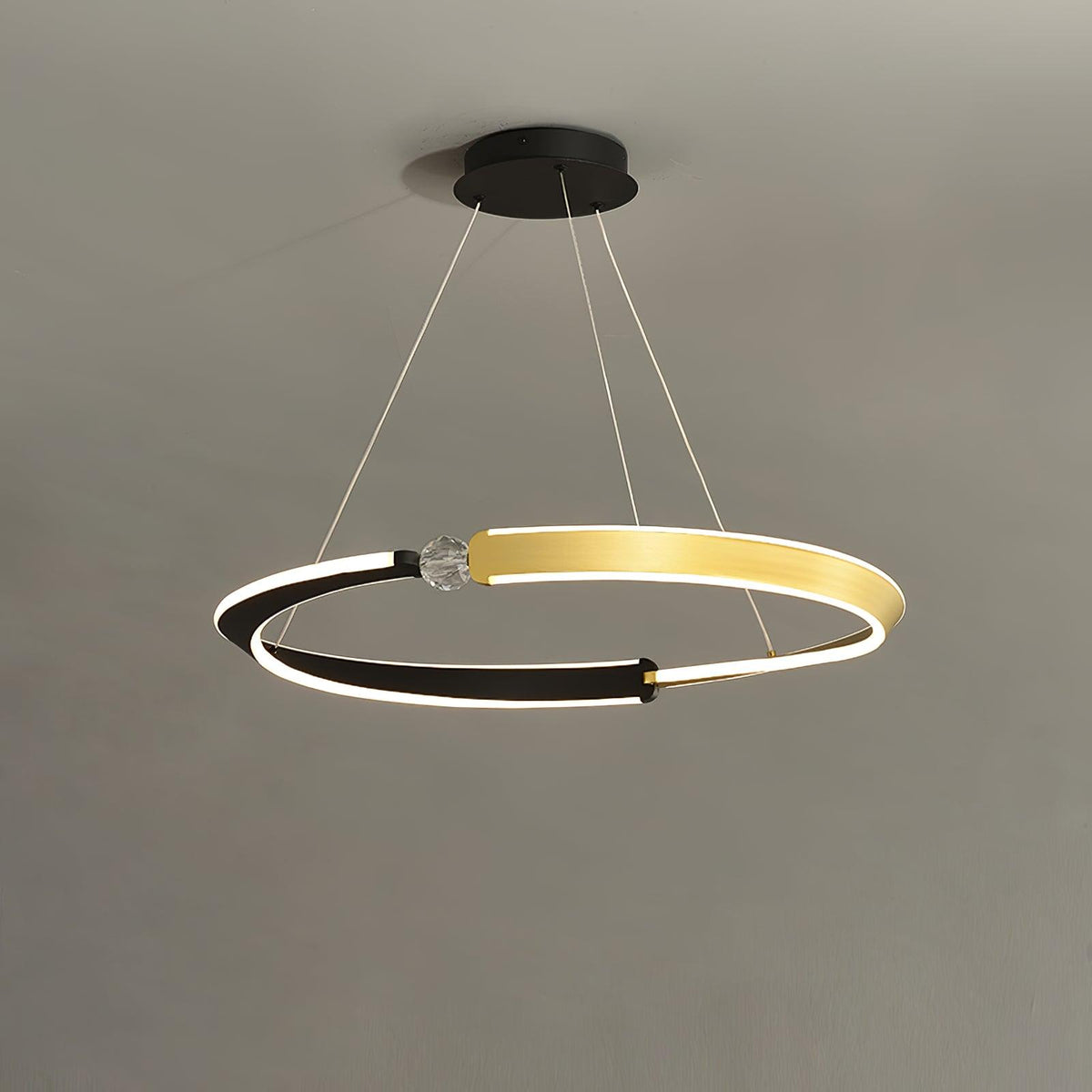 Beliani LED Pendant Light ∅ 15.7″ x H 1.6″ / Dia 40cm x H 4cm / Gold & Black / Warm Light Pendant light